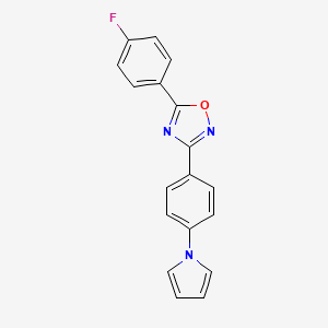 molecular formula C18H12FN3O B4305241 5-(4-fluorophenyl)-3-[4-(1H-pyrrol-1-yl)phenyl]-1,2,4-oxadiazole 