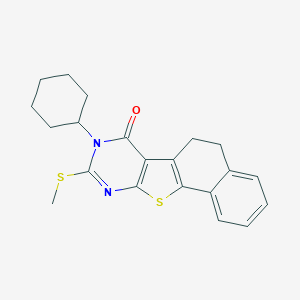 molecular formula C21H22N2OS2 B430525 8-cyclohexyl-9-(methylsulfanyl)-5,8-dihydronaphtho[2',1':4,5]thieno[2,3-d]pyrimidin-7(6H)-one 