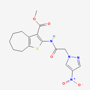 methyl 2-{[(4-nitro-1H-pyrazol-1-yl)acetyl]amino}-5,6,7,8-tetrahydro-4H-cyclohepta[b]thiophene-3-carboxylate