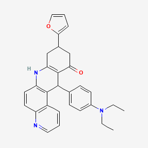 molecular formula C30H29N3O2 B4305271 12-[4-(diethylamino)phenyl]-9-(2-furyl)-8,9,10,12-tetrahydrobenzo[b]-4,7-phenanthrolin-11(7H)-one 
