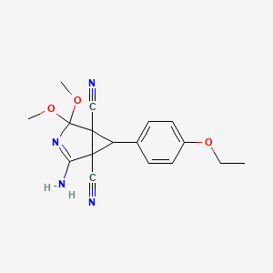 molecular formula C17H18N4O3 B4305344 2-amino-6-(4-ethoxyphenyl)-4,4-dimethoxy-3-azabicyclo[3.1.0]hex-2-ene-1,5-dicarbonitrile 