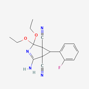 molecular formula C17H17FN4O2 B4305350 2-amino-4,4-diethoxy-6-(2-fluorophenyl)-3-azabicyclo[3.1.0]hex-2-ene-1,5-dicarbonitrile 