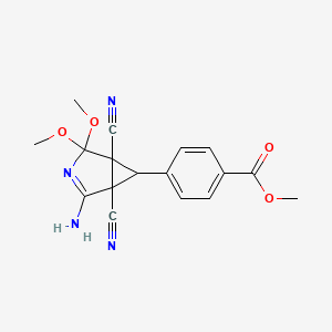 molecular formula C17H16N4O4 B4305359 methyl 4-(2-amino-1,5-dicyano-4,4-dimethoxy-3-azabicyclo[3.1.0]hex-2-en-6-yl)benzoate 