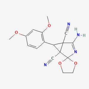 molecular formula C17H16N4O4 B4305377 4-amino-6-(2,4-dimethoxyphenyl)spiro[3-azabicyclo[3.1.0]hex-3-ene-2,2'-[1,3]dioxolane]-1,5-dicarbonitrile 