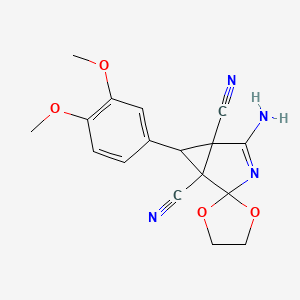 4-amino-6-(3,4-dimethoxyphenyl)spiro[3-azabicyclo[3.1.0]hex-3-ene-2,2'-[1,3]dioxolane]-1,5-dicarbonitrile