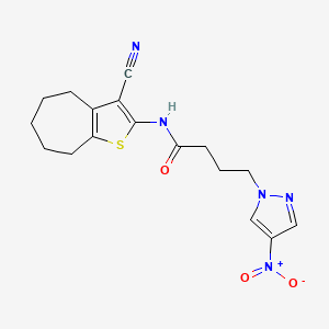 molecular formula C17H19N5O3S B4305401 N-(3-cyano-5,6,7,8-tetrahydro-4H-cyclohepta[b]thien-2-yl)-4-(4-nitro-1H-pyrazol-1-yl)butanamide 