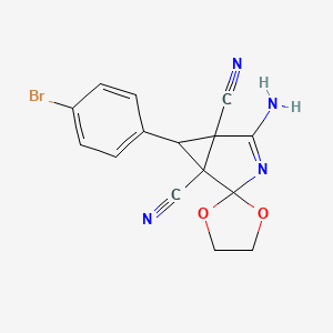 molecular formula C15H11BrN4O2 B4305424 4-amino-6-(4-bromophenyl)spiro[3-azabicyclo[3.1.0]hex-3-ene-2,2'-[1,3]dioxolane]-1,5-dicarbonitrile 