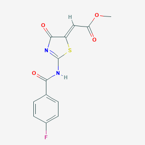 methyl (2Z)-2-[2-[(4-fluorobenzoyl)amino]-4-oxo-1,3-thiazol-5-ylidene]acetate