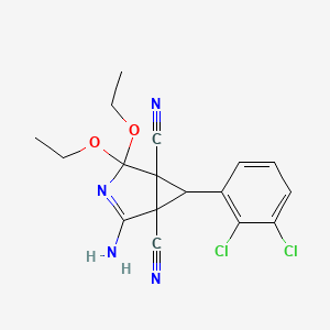 molecular formula C17H16Cl2N4O2 B4305451 2-amino-6-(2,3-dichlorophenyl)-4,4-diethoxy-3-azabicyclo[3.1.0]hex-2-ene-1,5-dicarbonitrile 