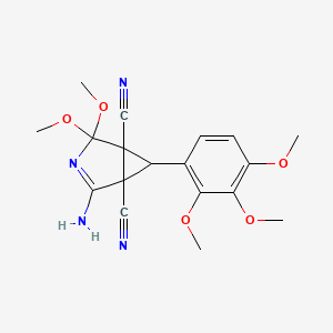molecular formula C18H20N4O5 B4305455 2-amino-4,4-dimethoxy-6-(2,3,4-trimethoxyphenyl)-3-azabicyclo[3.1.0]hex-2-ene-1,5-dicarbonitrile 