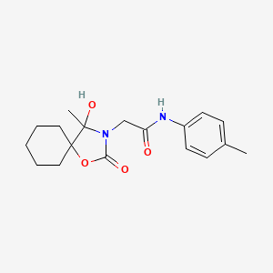 2-(4-hydroxy-4-methyl-2-oxo-1-oxa-3-azaspiro[4.5]dec-3-yl)-N-(4-methylphenyl)acetamide