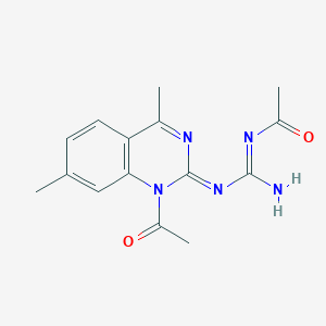 molecular formula C15H17N5O2 B430548 N''-acetyl-N-(1-acetyl-4,7-dimethyl-2(1H)-quinazolinylidene)guanidine CAS No. 352660-35-6