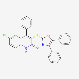 molecular formula C30H19ClN2O2S B4305489 6-chloro-3-[(4,5-diphenyl-1,3-oxazol-2-yl)thio]-4-phenylquinolin-2(1H)-one CAS No. 696646-56-7