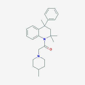 molecular formula C26H34N2O B430550 2,2,4-Trimethyl-1-[(4-methyl-1-piperidinyl)acetyl]-4-phenyl-1,2,3,4-tetrahydroquinoline CAS No. 352660-39-0