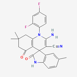 2'-amino-1'-(2,4-difluorophenyl)-5,7',7'-trimethyl-2,5'-dioxo-1,2,5',6',7',8'-hexahydro-1'H-spiro[indole-3,4'-quinoline]-3'-carbonitrile