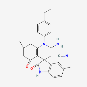 2'-amino-1'-(4-ethylphenyl)-5,7',7'-trimethyl-2,5'-dioxo-1,2,5',6',7',8'-hexahydro-1'H-spiro[indole-3,4'-quinoline]-3'-carbonitrile