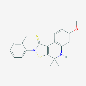 molecular formula C20H20N2OS2 B430553 7-methoxy-4,4-dimethyl-2-(2-methylphenyl)-4,5-dihydroisothiazolo[5,4-c]quinoline-1(2H)-thione CAS No. 352660-42-5