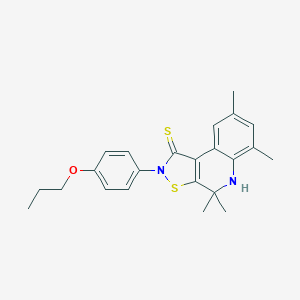 molecular formula C23H26N2OS2 B430554 4,4,6,8-tetramethyl-2-(4-propoxyphenyl)-4,5-dihydroisothiazolo[5,4-c]quinoline-1(2H)-thione 