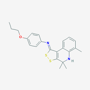 molecular formula C22H24N2OS2 B430557 (4-(propyloxy)phenyl)(4,4,6-trimethyl-4,5-dihydro-1H-[1,2]dithiolo[3,4-c]quinolin-1-ylidene)amine 
