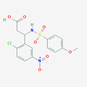 molecular formula C16H15ClN2O7S B4305584 3-(2-chloro-5-nitrophenyl)-3-{[(4-methoxyphenyl)sulfonyl]amino}propanoic acid 