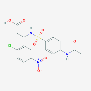 molecular formula C17H16ClN3O7S B4305593 3-({[4-(acetylamino)phenyl]sulfonyl}amino)-3-(2-chloro-5-nitrophenyl)propanoic acid 