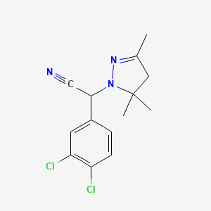 molecular formula C14H15Cl2N3 B4305614 (3,4-dichlorophenyl)(3,5,5-trimethyl-4,5-dihydro-1H-pyrazol-1-yl)acetonitrile 