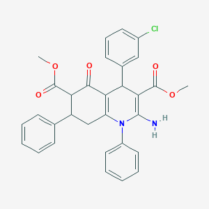 molecular formula C31H27ClN2O5 B4305630 dimethyl 2-amino-4-(3-chlorophenyl)-5-oxo-1,7-diphenyl-1,4,5,6,7,8-hexahydroquinoline-3,6-dicarboxylate 