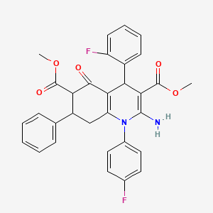 molecular formula C31H26F2N2O5 B4305649 dimethyl 2-amino-4-(2-fluorophenyl)-1-(4-fluorophenyl)-5-oxo-7-phenyl-1,4,5,6,7,8-hexahydroquinoline-3,6-dicarboxylate 