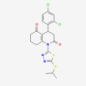 molecular formula C20H19Cl2N3O2S2 B4305665 4-(2,4-dichlorophenyl)-1-[5-(isopropylthio)-1,3,4-thiadiazol-2-yl]-4,6,7,8-tetrahydroquinoline-2,5(1H,3H)-dione 