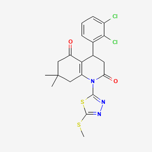 molecular formula C20H19Cl2N3O2S2 B4305690 4-(2,3-dichlorophenyl)-7,7-dimethyl-1-[5-(methylthio)-1,3,4-thiadiazol-2-yl]-4,6,7,8-tetrahydroquinoline-2,5(1H,3H)-dione 