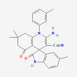 molecular formula C27H26N4O2 B4305703 2'-amino-5,7',7'-trimethyl-1'-(3-methylphenyl)-2,5'-dioxo-1,2,5',6',7',8'-hexahydro-1'H-spiro[indole-3,4'-quinoline]-3'-carbonitrile 