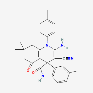2'-amino-5,7',7'-trimethyl-1'-(4-methylphenyl)-2,5'-dioxo-1,2,5',6',7',8'-hexahydro-1'H-spiro[indole-3,4'-quinoline]-3'-carbonitrile