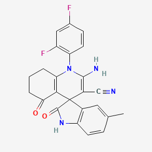 2'-amino-1'-(2,4-difluorophenyl)-5-methyl-2,5'-dioxo-1,2,5',6',7',8'-hexahydro-1'H-spiro[indole-3,4'-quinoline]-3'-carbonitrile