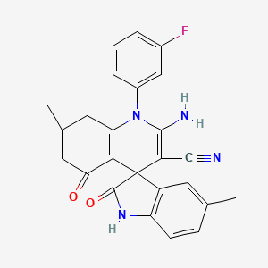 2'-amino-1'-(3-fluorophenyl)-5,7',7'-trimethyl-2,5'-dioxo-1,2,5',6',7',8'-hexahydro-1'H-spiro[indole-3,4'-quinoline]-3'-carbonitrile