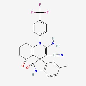 molecular formula C25H19F3N4O2 B4305723 2'-amino-5-methyl-2,5'-dioxo-1'-[4-(trifluoromethyl)phenyl]-1,2,5',6',7',8'-hexahydro-1'H-spiro[indole-3,4'-quinoline]-3'-carbonitrile 