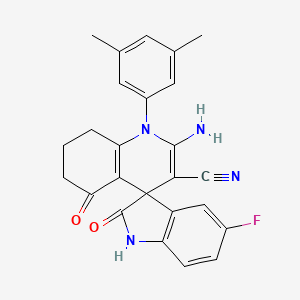 molecular formula C25H21FN4O2 B4305737 2'-amino-1'-(3,5-dimethylphenyl)-5-fluoro-2,5'-dioxo-1,2,5',6',7',8'-hexahydro-1'H-spiro[indole-3,4'-quinoline]-3'-carbonitrile 