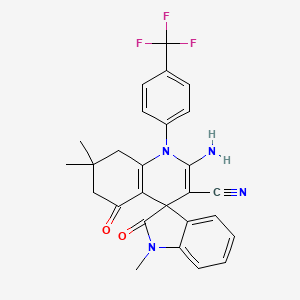 2'-amino-1,7',7'-trimethyl-2,5'-dioxo-1'-[4-(trifluoromethyl)phenyl]-1,2,5',6',7',8'-hexahydro-1'H-spiro[indole-3,4'-quinoline]-3'-carbonitrile