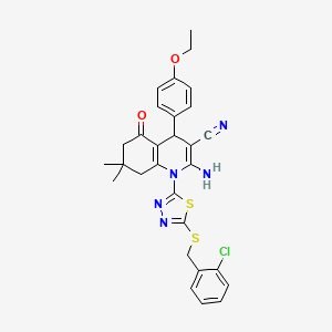 2-amino-1-{5-[(2-chlorobenzyl)thio]-1,3,4-thiadiazol-2-yl}-4-(4-ethoxyphenyl)-7,7-dimethyl-5-oxo-1,4,5,6,7,8-hexahydroquinoline-3-carbonitrile