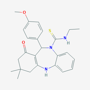 molecular formula C25H29N3O2S B430580 N-ethyl-6-(4-methoxyphenyl)-9,9-dimethyl-7-oxo-6,8,10,11-tetrahydrobenzo[b][1,4]benzodiazepine-5-carbothioamide CAS No. 306287-61-6