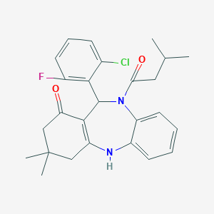 6-(2-Chloro-6-fluoro-phenyl)-9,9-dimethyl-5-(3-methylbutanoyl)-6,8,10,11-tetrahydrobenzo[b][1,4]benzodiazepin-7-one
