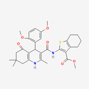 molecular formula C31H36N2O6S B4305828 methyl 2-({[4-(2,5-dimethoxyphenyl)-2,7,7-trimethyl-5-oxo-1,4,5,6,7,8-hexahydroquinolin-3-yl]carbonyl}amino)-4,5,6,7-tetrahydro-1-benzothiophene-3-carboxylate 