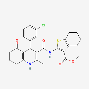 molecular formula C27H27ClN2O4S B4305839 methyl 2-({[4-(3-chlorophenyl)-2-methyl-5-oxo-1,4,5,6,7,8-hexahydroquinolin-3-yl]carbonyl}amino)-4,5,6,7-tetrahydro-1-benzothiophene-3-carboxylate 