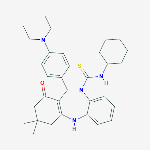 molecular formula C32H42N4OS B430587 N-cyclohexyl-11-[4-(diethylamino)phenyl]-3,3-dimethyl-1-oxo-1,2,3,4,5,11-hexahydro-10H-dibenzo[b,e][1,4]diazepine-10-carbothioamide 