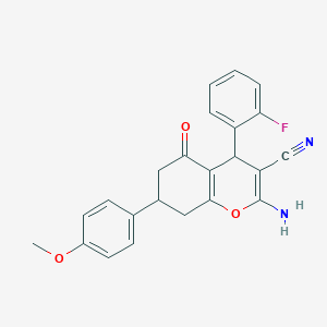 2-amino-4-(2-fluorophenyl)-7-(4-methoxyphenyl)-5-oxo-5,6,7,8-tetrahydro-4H-chromene-3-carbonitrile