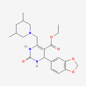 molecular formula C22H29N3O5 B4305880 ethyl 4-(1,3-benzodioxol-5-yl)-6-[(3,5-dimethylpiperidin-1-yl)methyl]-2-oxo-1,2,3,4-tetrahydropyrimidine-5-carboxylate 