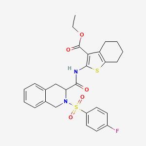 molecular formula C27H27FN2O5S2 B4305881 ethyl 2-[({2-[(4-fluorophenyl)sulfonyl]-1,2,3,4-tetrahydroisoquinolin-3-yl}carbonyl)amino]-4,5,6,7-tetrahydro-1-benzothiophene-3-carboxylate 