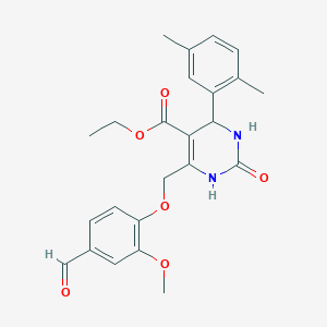 molecular formula C24H26N2O6 B4305890 ethyl 4-(2,5-dimethylphenyl)-6-[(4-formyl-2-methoxyphenoxy)methyl]-2-oxo-1,2,3,4-tetrahydropyrimidine-5-carboxylate 