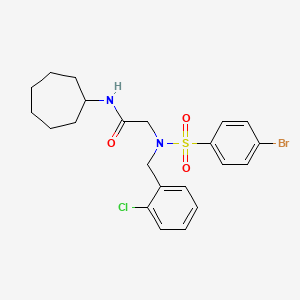 molecular formula C22H26BrClN2O3S B4305894 N~2~-[(4-bromophenyl)sulfonyl]-N~2~-(2-chlorobenzyl)-N~1~-cycloheptylglycinamide 