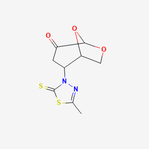 molecular formula C9H10N2O3S2 B4305906 2-(5-methyl-2-thioxo-1,3,4-thiadiazol-3(2H)-yl)-6,8-dioxabicyclo[3.2.1]octan-4-one 