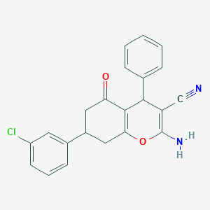 2-amino-7-(3-chlorophenyl)-5-oxo-4-phenyl-5,6,7,8-tetrahydro-4H-chromene-3-carbonitrile